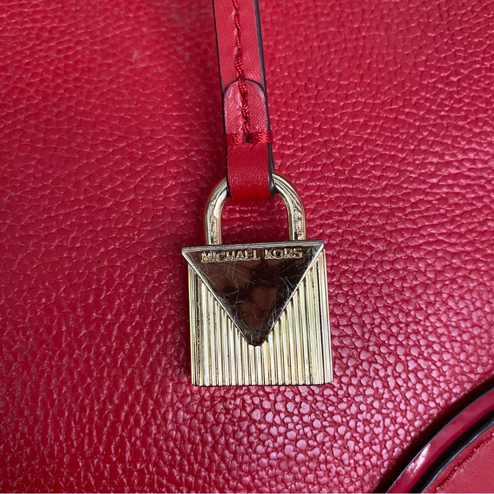 MICHAEL KORS Mercer Gallery Medium Center Zip Leather Tote in Bright Red - Picture 12 of 13